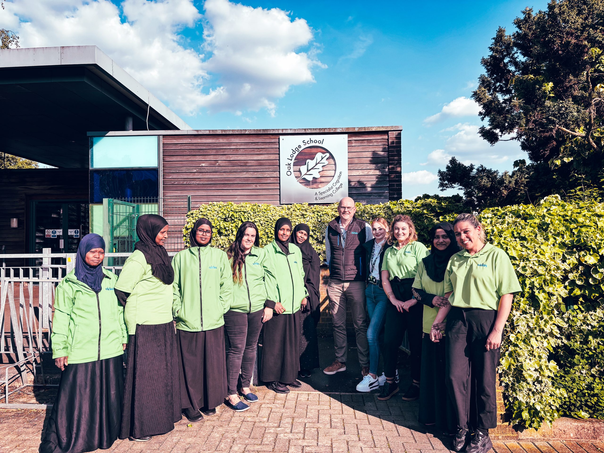 Cirka Crew at the front of the school